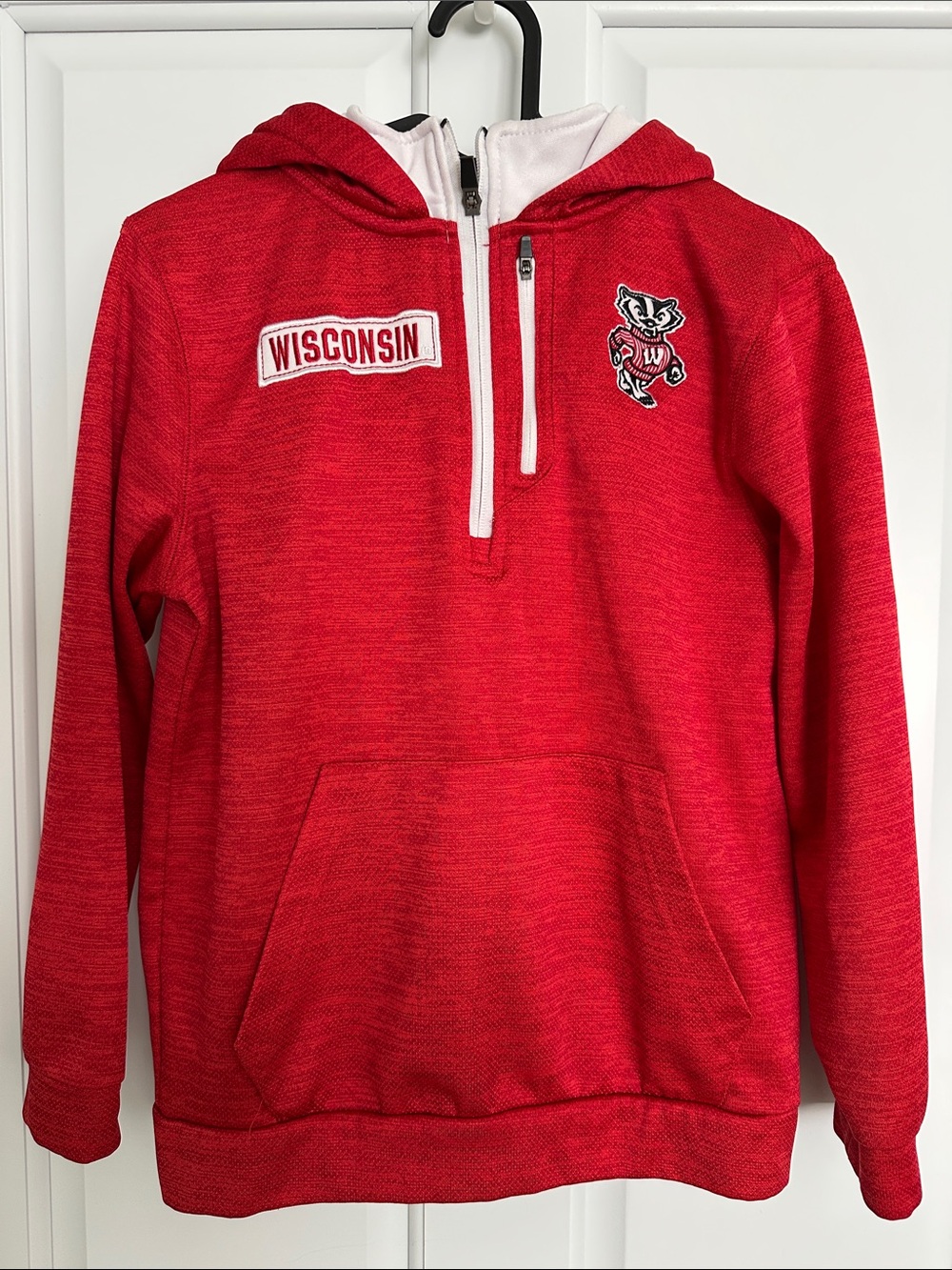 Colosseum Youth Wisconsin Red Hooded Quarter-Zip Pullover
